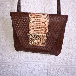 Rachel Roy Woven Faux Snakeskin Studded Crossbody